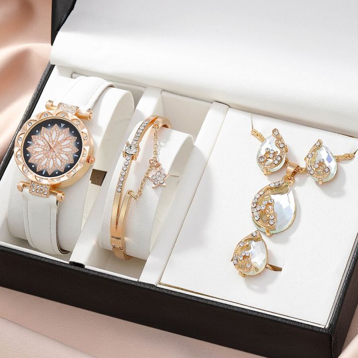 6pc%20Women%20Quartz%20Watch%20Jewelry%20Set%20Business%20Fashion%20Casual%20Round%20Pointer%20Flower%20Watch%20Necklace%20Bracelet%20Earrings%20Ring%20Set%20Gift%20-%20Image%202