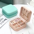 Leather Jewellery Organizer Box with Zipper | Ear Rings & Necklace_Bracelets Holder | Small Jewelry Box Vanity Hanger Stand Velvet. 