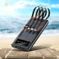 Solar Power Bank 10000mAh Built in 4 Cable Portable Charging Power bank USB Power bank External Battery Charger For Xiaomi Mi iPhone. 