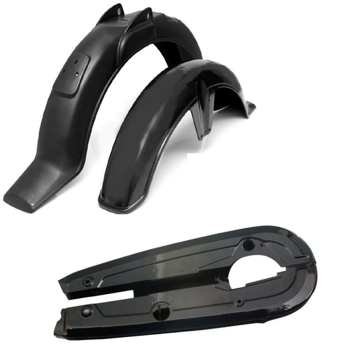 Black Plastic Mudguard set & Black Chain cover For All 70Cc Motorcycle Bike