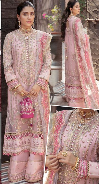 BRAND….Eman Collection **Shirt: Organza **Full Embroidered Front With Sequence & HandWork  Embroidered Back With Sequence Work  **BY BANO COLLECTIONS**