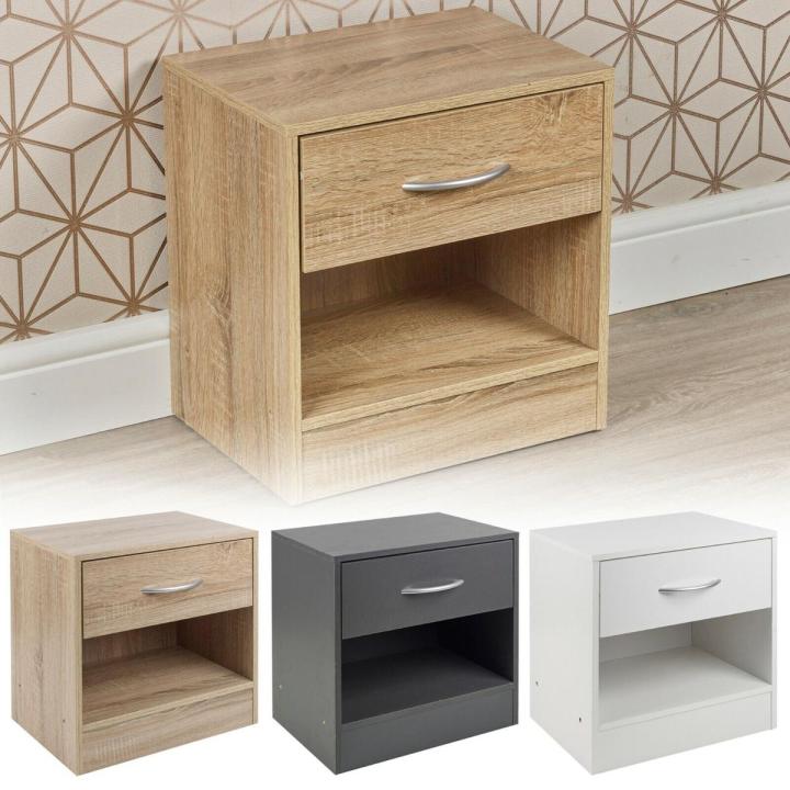 1 Drawer Compact Wooden Bedroom Bedside Cabinet Furniture Nightstand Side Table Customized