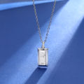 Hot Selling Rich Gold Small Gold Bar Necklace Women's Gold Brick Pendant s925 Sterling Silver Plated Gold Simple Design. 