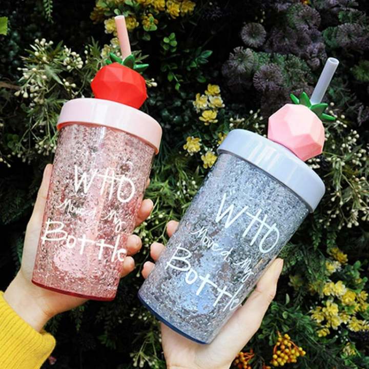CreativeArrowy 270ml Cup Lemon Juice Baby Girl Straw Water Bottle Cup Kids Drinking Cups with Lid Cup