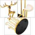 360 Rotating Cup Drying Rack Stand, Steel 6 Cups Mug Drainer Holder, Spin Non Slip Glass Tumbler Organizer Tree with Silicone Protective Hooks for Kitchen Countertop, Space Saving, Golden. 