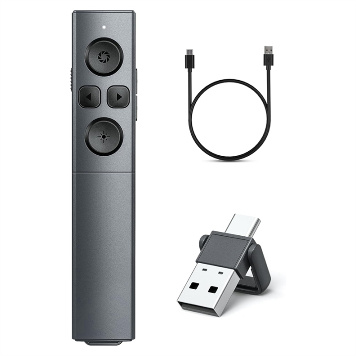 1 PCS 2-In-1 USB Type C Presentation Clicker Rechargeable Wireless Presenter Remote Plastic Clicker for PowerPoint Presentations