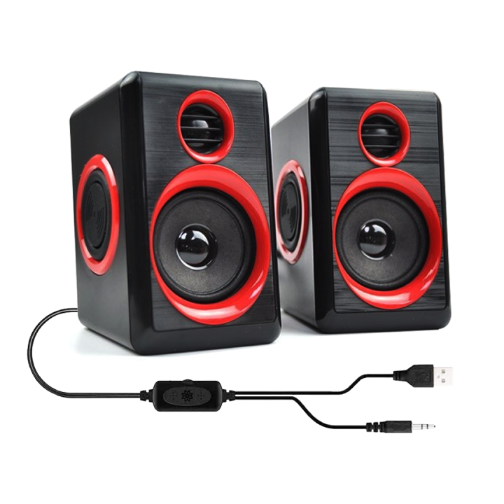 Portable 2.0 Multimedia Speaker System Extra BASS Wired USB Speaker Powered 3.5MM AUX for PC Desktop Laptop Notebook Tablet Smartphones Subwoofer Speaker