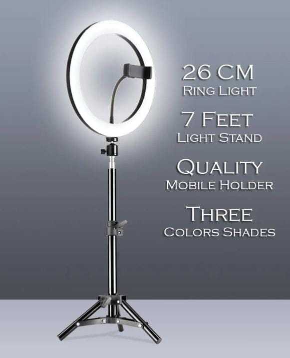 26cm%20Ring%20Light%20With%20Mobile%20Holder%20With%207Feet%20Tripod%20Stand%20in%20Three%20Different%20Mode%20Light%20-%20Image%204