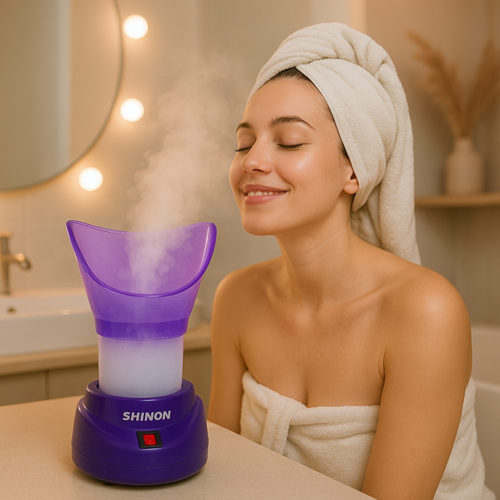 Shinon Steam Facial Steamer & Inhaler for Blocked Nose | 2-in-1 Aromatherapy Beauty Spa Mist Steamer | Face Moisturizer, Sinus Relief, Cold & Congestion Treatment | Portable Home Facial Sauna for Glowing Skin & Deep Cleansing