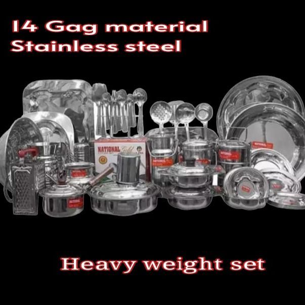 AJWA Dinner Set 14 Gage Pure Stainless Steel 87 Pieces , Heavy Duty Dinner Set