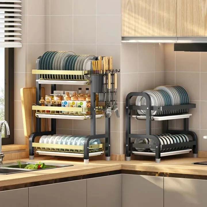 Steel Racks Daraz Premium Metal Dish Rack for Kitchen | Durable Multi-layer Multi ...