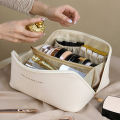 Large Travel Cosmetic Leather Bag For Women Makeup Organizer. 