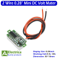 Pack of 1/ 3 Pcs 0.28 Inch 2 wires 4.5-30V Mini Digital Voltmeter Voltage Tester Meter Red LED Screen meter by electrica. 