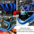 Bend wrap 3 Meter Heat Wrap for Silencer Motorcycle, Cars Black Exhaust Pipe Heat Insulation Anti-heat Cloth Universal Motorbike Scooter Motor Exhaust Pipe, Glass Fiber Particle Cloth Hot Insulation Wrap Roll - Blue. 