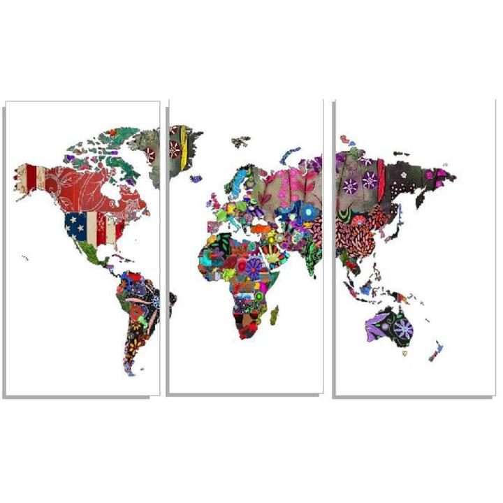 World Map wall  panel decor 18 x 30 inch each panal