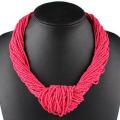 Claire Jin Small Beads Knot Necklaces Women Bohemian Jewelry Fashion Multi Layer Vintage Handmade Choker, 26 colors. 