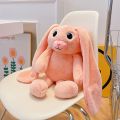 Vibrato with the same net red can be pulled retractable rabbit ears and feet rabbit plush toy girl doll creative doll. 