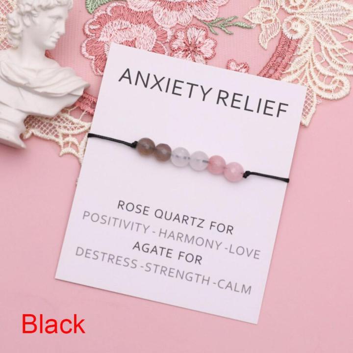 Anxiety Relief Bracelet Rose Quartz Healing Crystals Bracelet Stress Relief Jewelry Women Men Friendship Stress Relief Bracelet