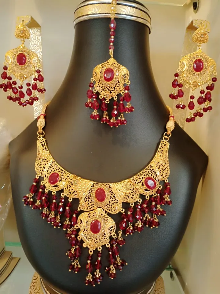 Gram Gold Cz Jewelry Sets Bridal Antique Gold Plated One Gram