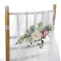 Artificial Rose Flower Swag,with Roses, Green Leaves and Silk Ribbon for Wedding Ceremony Party Decor Wedding Chair Decorations. 