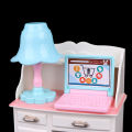 Doll play dollhouse furniture desk+lamp+laptop+chair accessories for 1/6 Doll. 