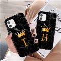 Soft Silicone Black Marble Crown Letter Fashion Phone Case For iPhone 11 12 Pro Max 12 Mini Shockproof Case Soft TPU Back Cover. 