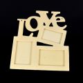 Children DIY Wooden Siamese Letters White Embryo Snowflake Mud Photo Frame. 