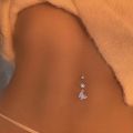 Belly Button Ring Sparkling Rhinestone Heart Butterfly Star Navel Piercing Dangle Ring Hypoallergenic Stainless Steel Fashion Jewelry Gift for Women Women Navel Ring. 