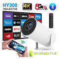 HY300 Projector 4k Android 11 With 1080p Support 20000 Hour Play Home Cinema Outdoor Portable Projector. 