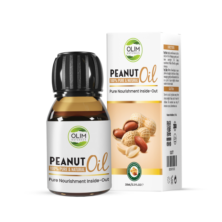 OLIM NATURALS - Peanut Oil 30 ML Cold Pressed Pure Edible Cooking Skin Care Massage Hair