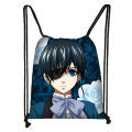 Anime Black Butler Drawstring Bag Boys Girls  Backpack Sebastian Michaelis Cartoon Student School  Bag Teen  Travel Knapsack. 