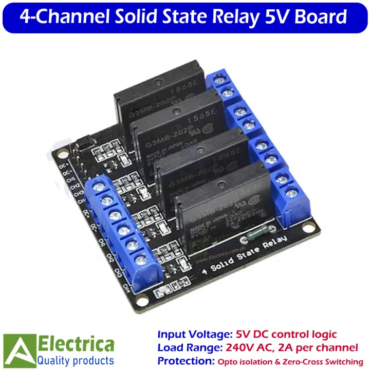 4-Channel Solid State Relay (SSR) Module Board 5V for Arduino ...