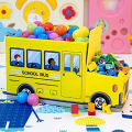 Multi-Function Cartoon Bus Shape Storage Box for Toys Kids Clothes Folding Cartoon Car Toy Storage Basket Children Storage Bin. 