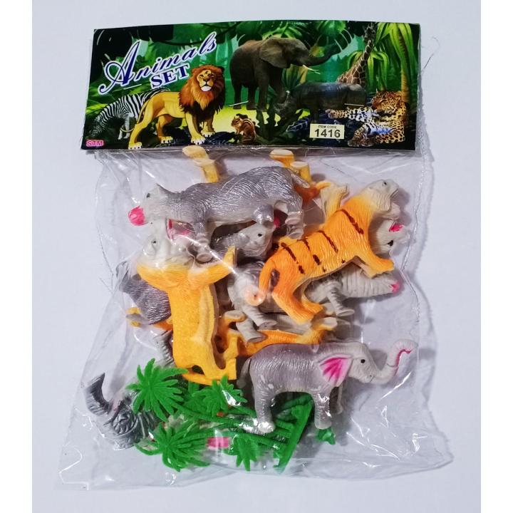 Wild small Animal Jungle Toys For Kids/School Projects-Pack of 12 different animals And tree