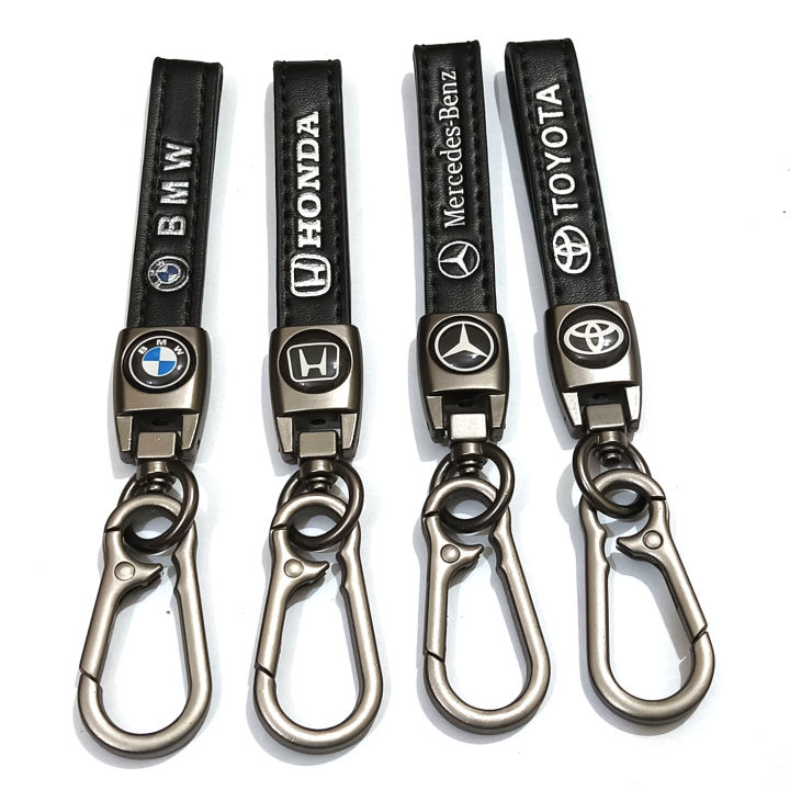 Premium Quality Stainless Steel Honda / Toyota  Logo Leather Strap Keychain Modern Looking | ideal Key-holder For Bike And Cars Gift Item Key Ring