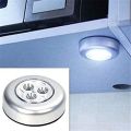 SP Dealz Wireless LED Puck Light, Stick-Anywhere Closet Portable Tap Push Button Stair-Wall Lights for Cabinet, Hallway, Bathroom, Bedroom, Kitchen, 3 Battery Operated Low White Light, Pc1. 