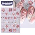 Green forest Nail Art Sticker Flower Design Embossed Slider 5D Nail Decal. 