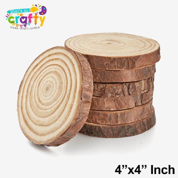 Pack of 2 Natural Wooden Slices Round 4"x4" Inches