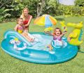 2.03m X 1.73m X 89cm Children's Paddling Pool With Slide Crocodile Inflatable Swimming Pool. 