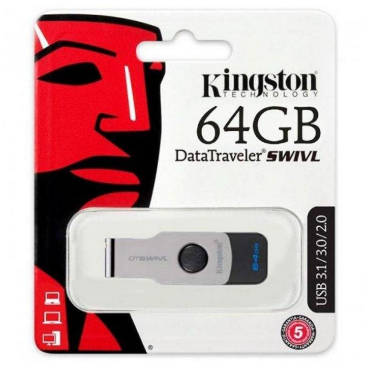 Kingston 64GB USB & Card 3.0 DataTraveler SWIVL Lifetime Warranty