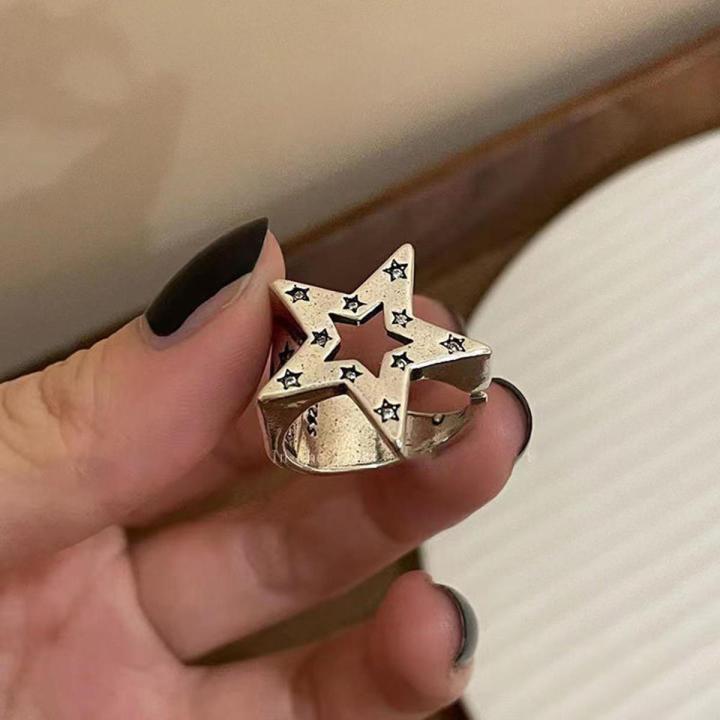 Vintage Woman Trend Ring Adjustable Finger Ring Irregular Girl Jewelry Y2k Accessories Star Jewelry Punk Retro