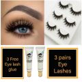 Beautious  3 pairs 3D eye lashes with 3 free glues. 