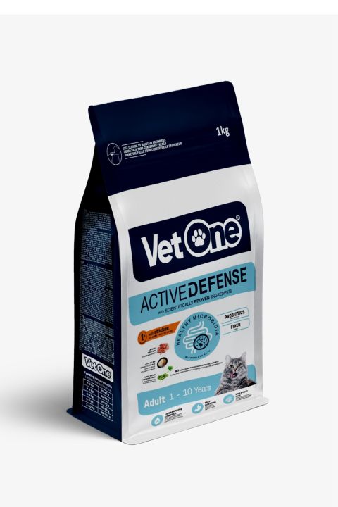 Vetone -  Active Defense Recipe - Regular Cat Food  - Chicken Flavor - 1 Kg  - Adult Cat Food - 1 to 7 Years