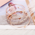 4PCS Set Open Bangle Delicate Star Moon Crystal Bracelet For Women Charm Jewelry Gifts. 