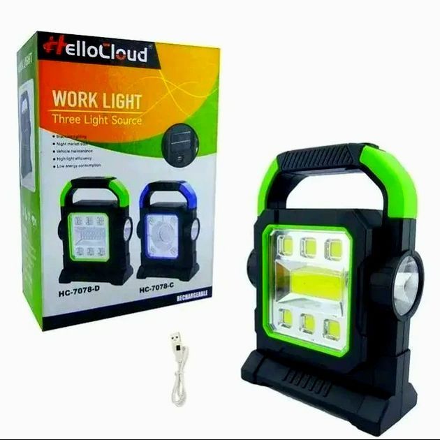 Multifunctional Power bank Handheld Worklight, Solar & USB Rechargeable Three Lighting Mode Portable Camping Lamp With Powerbank Option Emergency Hurry Bolt HC-7078-B