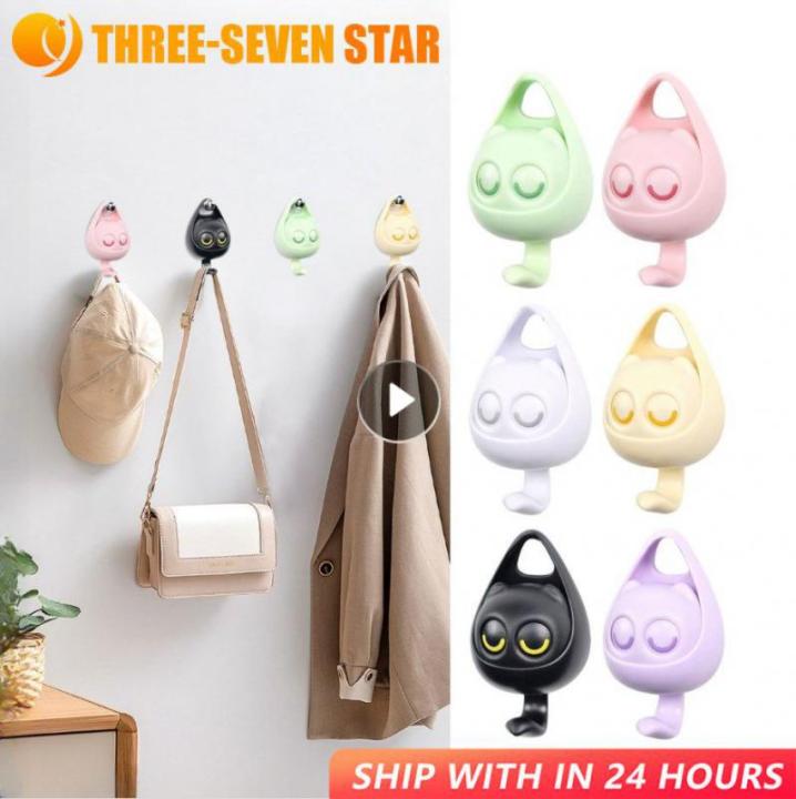 Cute Cartoon Cat Hooks For Clothes Hat Scarf Key Holders Kawaii Creative Wall Hook Cats Hanger Rack Home Decoration Hanger