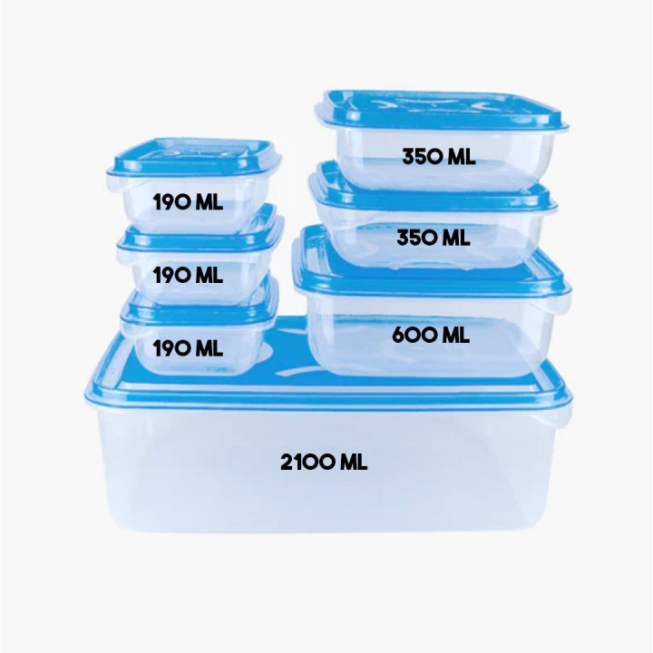 Plastic Food Storage Containers Set of 7 Stackable BPA Free Airtight ...