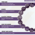 100% Natural Healing Amethyst Gemstone Bead Bracelet for Men and Women. 