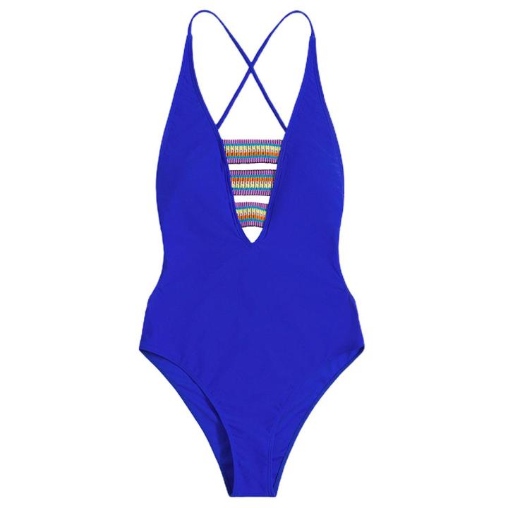 Women Bikini Close-fitting Women Beach Solid Color One-piece Bathing Suit