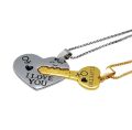 Stainless Steel Love Key Heart Couple Golden and Silver Couple Necklace For Man and Women. 